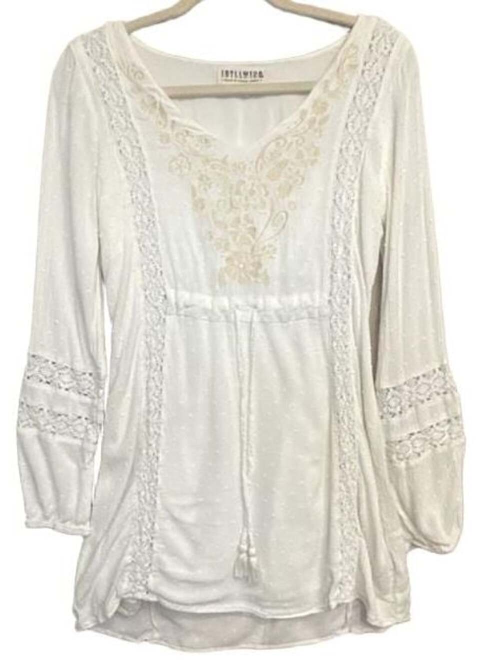 Fairycore Idyllwind x Miranda Lambert Tunic Mini Dress Size XS White Embroidered